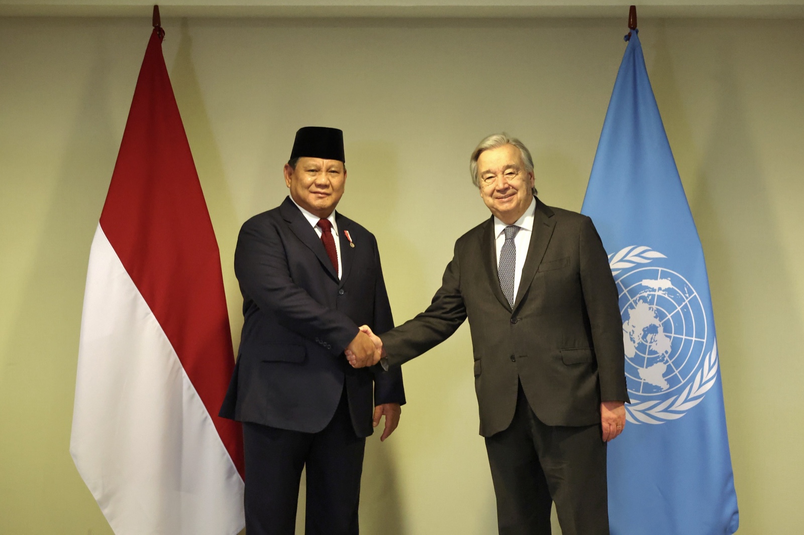 Presiden Prabowo Subianto bertemu dengan Sekjen Perserikatan Bangsa-Bangsa (PBB) António Guterres. (Foto/Tim Prabowo).