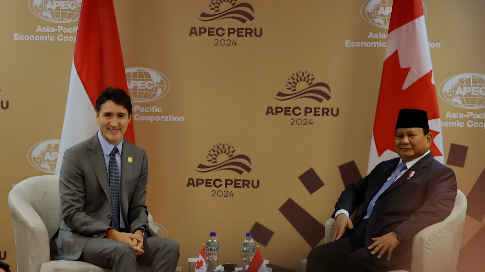 Presiden RI Prabowo Subianto bertemu dengan Perdana Menteri (PM) Kanada Justin Trudeau. (Foto/Tim Prabowo).