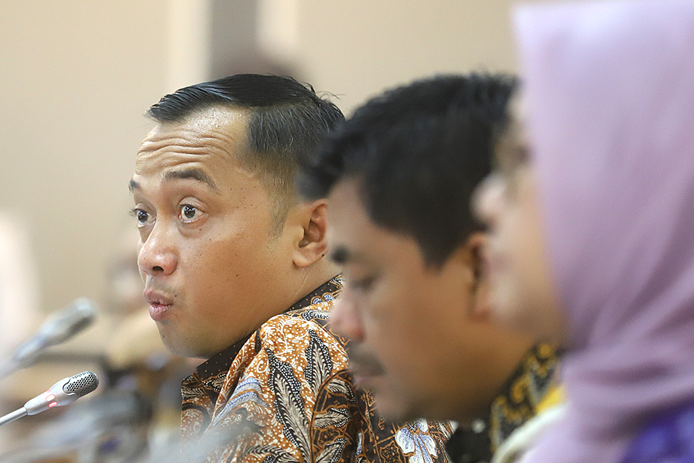 Menteri Sekretaris Negara Prasetyo Hadi bersama jajaran menghadiri Rapat kerja bersama Komisi XIII DPR. (BeritaNasional/Elvis Sendouw)