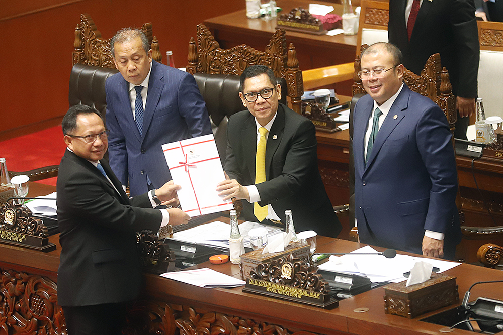 Rapat Sidang Paripurna DPR RI setujui RUU DKJ menjadi UU. (BeritaNasional/Elvis Sendouw)