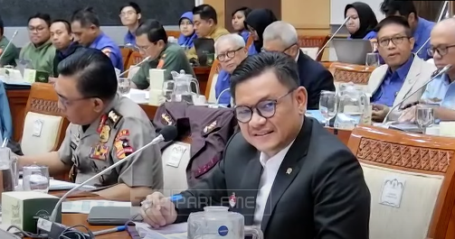 Gubernur Lemhannas Ace Hasan Syadzily saat mengikuti RDP bersama anggota DPR. (Foto/YouTube/TVR)