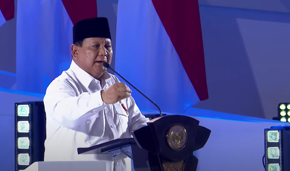 Presiden Prabowo Subianto saat berpidato di Hari Guru Nasional 2024. (Foto/YouTube/Setpres)