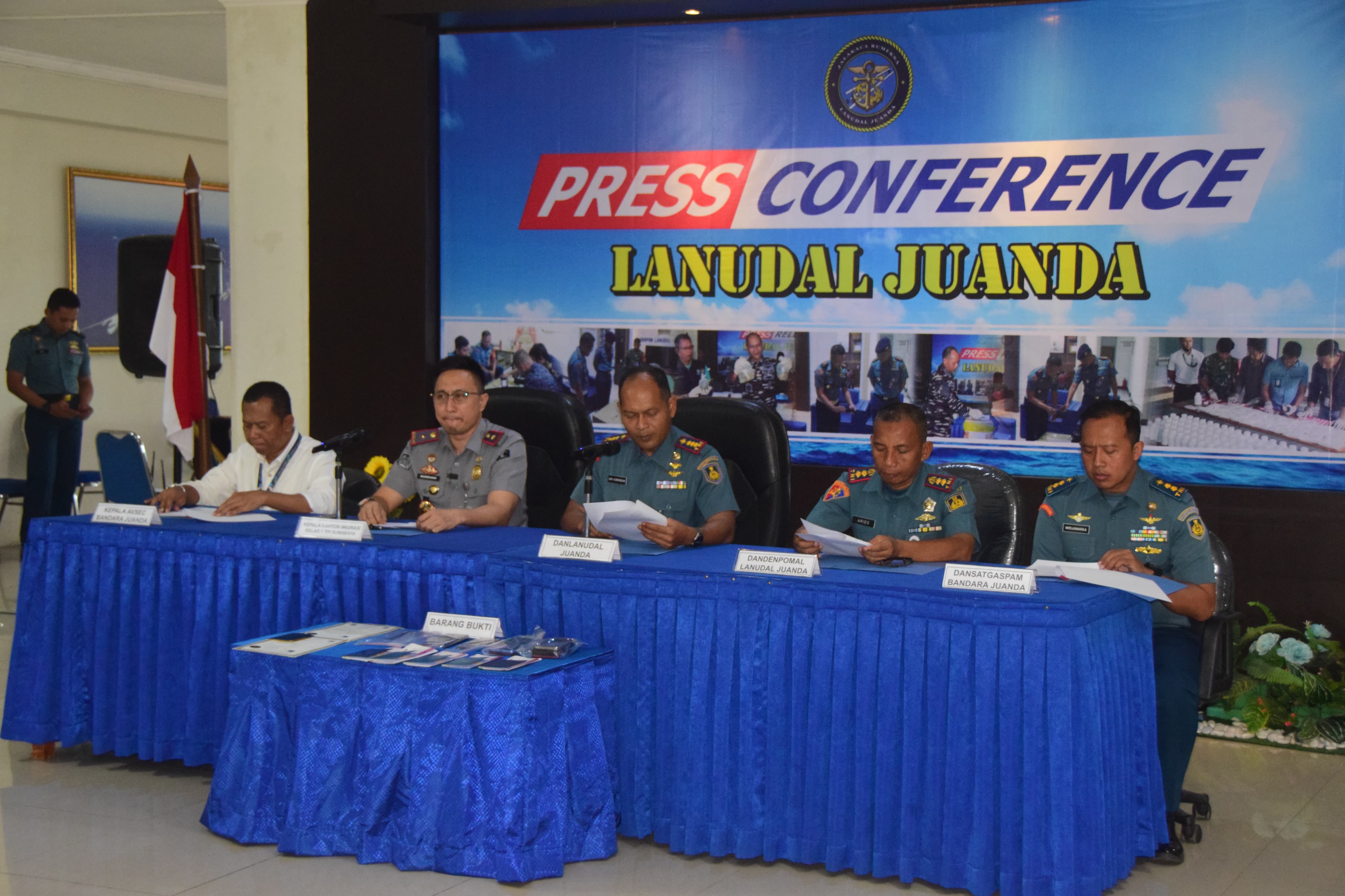 Konferensi pers terkait pengagalan penjual organ tubuh ke India. (Foto/TNI AL).