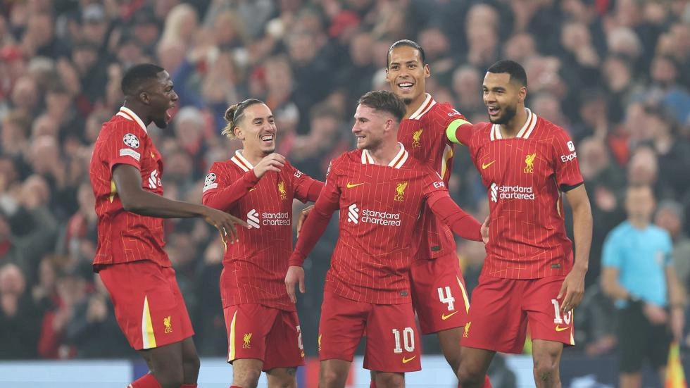 Pemain Liverpool saat merayakan gol. (Foto/Liverpool FC)