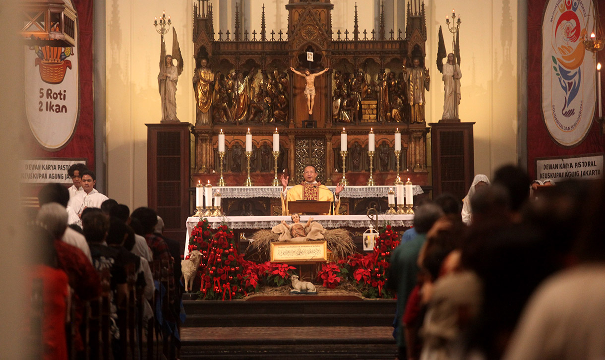 Perayaan Natal di Gereja Katedral. (BeritaNasional/Oke Atmaja).