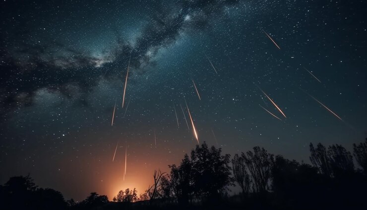 Ilustrasi hujan meteor. (Foto/Freepik)