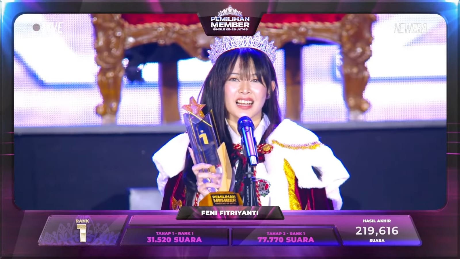 Hasil Final Pemenang Senbatsu Sousenkyo JKT48 2024. (Foto/YouTube JKT48).