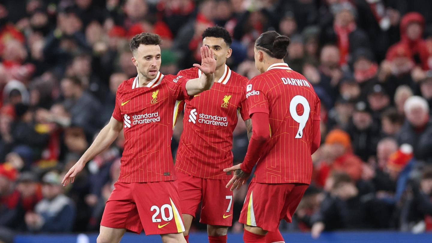 Para pemain Liverpool berselebrasi merayakan gol. (Foto/liverpoolfc.com))