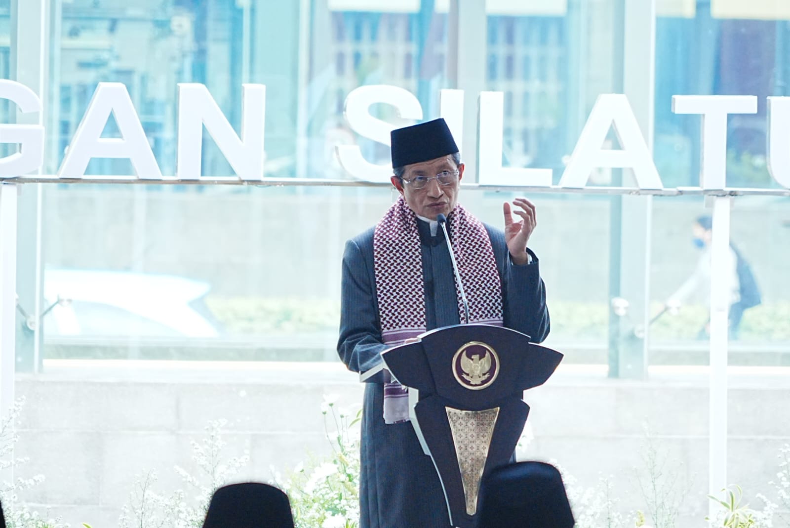 Menag Nasaruddin Umar saat peresmian Terowongan Silaturahim. (Foto/Kemenag)