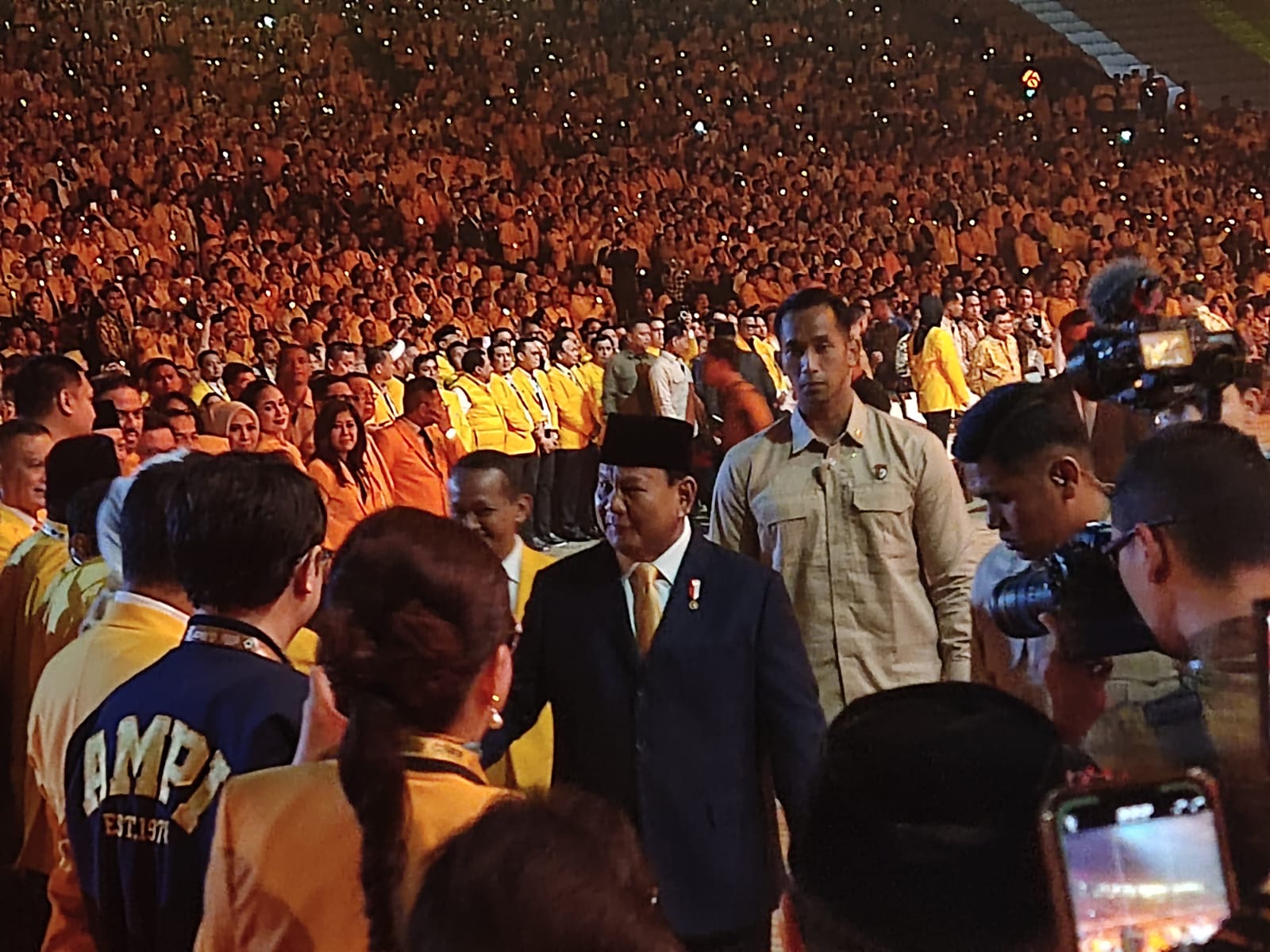 Presiden Prabowo Subianto saat di HUT Golkar. (BeritaNasional/Ahda).