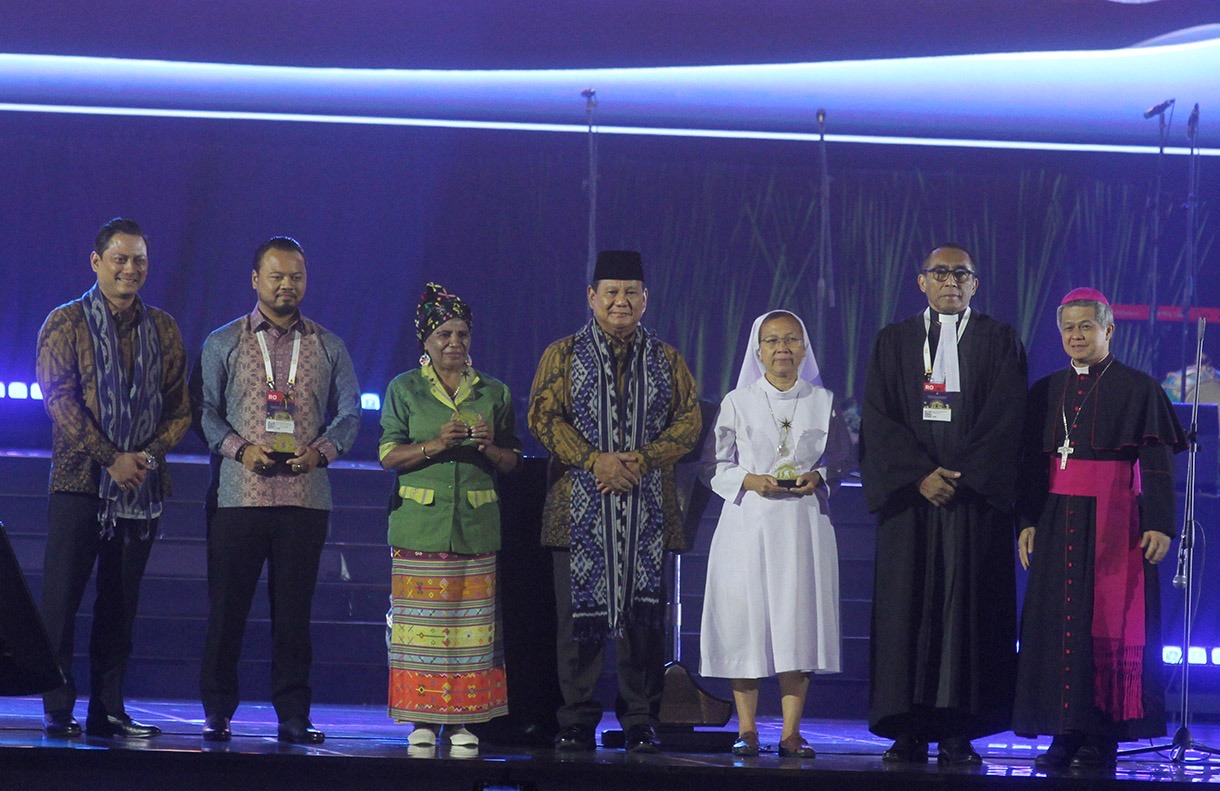 Presiden Prabowo Subianto saat hadir di acara Natal Nasional 2024. (BeritaNasional/Oke Atmaja).