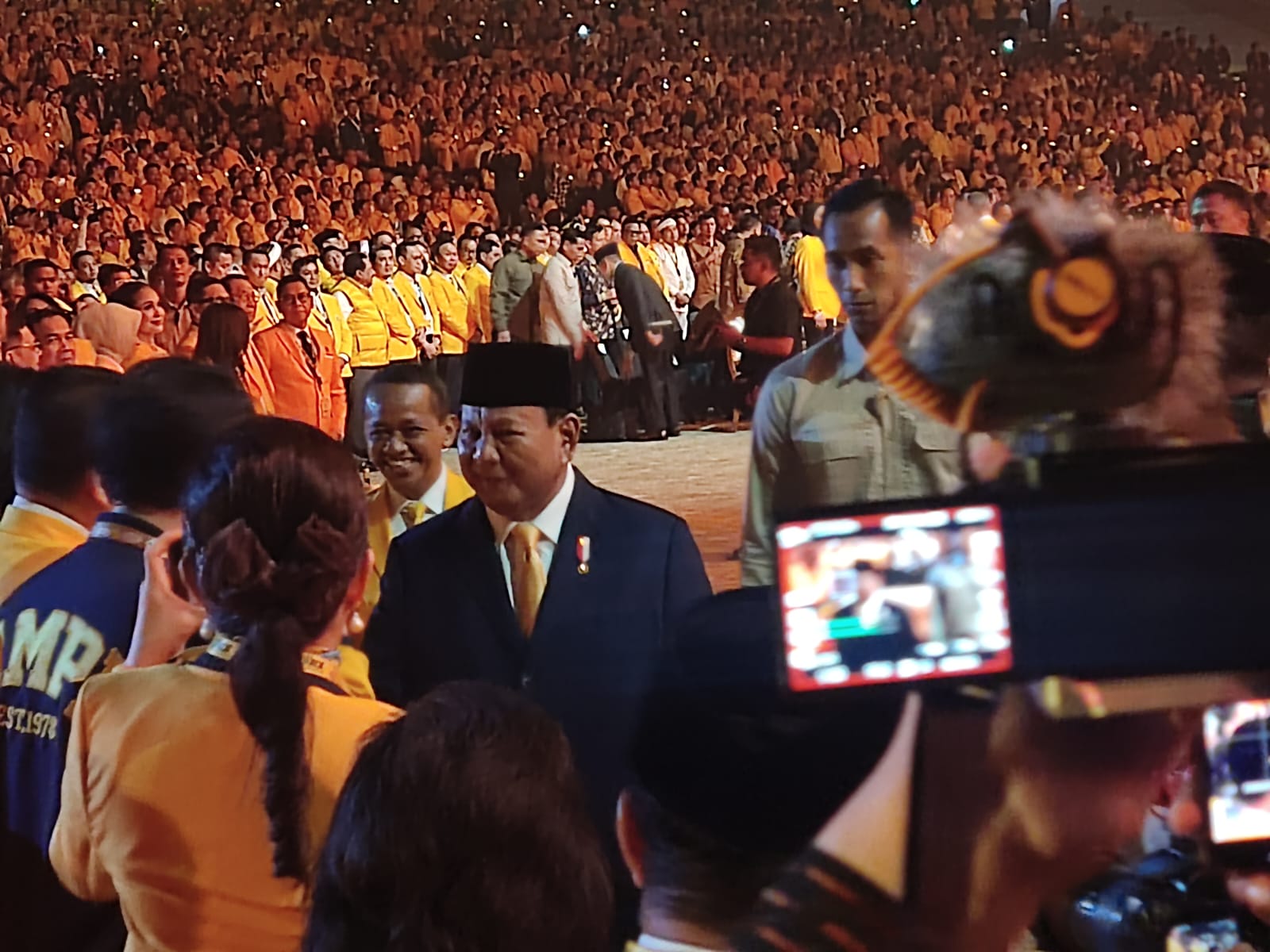 Presiden Prabowo Subianto hadir di puncak HUT Partai Golkar (BeritaNasional/Ahda Bayhaqi)