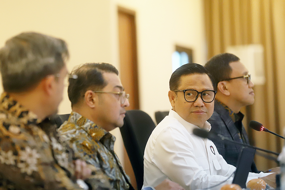 Menko Bidang Pemberdayaan Masyarakat (Pemmas) Muhaimin Iskandar memberikan pemaparan terkait program peningkatan kesejahteraan masyarakat. (BeritaNasional/Elvis Sendouw)