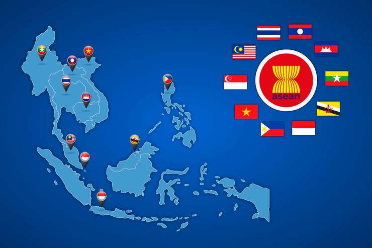 Ilustrasi peta negara-negara di ASEAN. (Foto/Freepik)