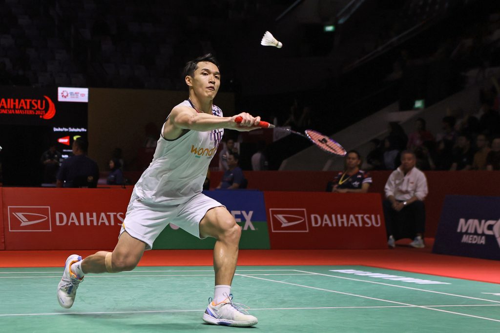 Tunggal putra Jonatan Christie saat berlaga di Indonesia Masters 2025. (Foto/PBSI)