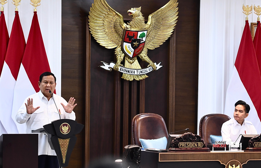 Presiden Prabowo Subianto saat rapat Kabinet di Istana Merdeka (BeritaNasional/istana)