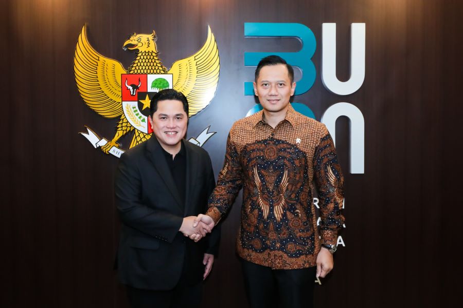 Momen pertemuan Menko AHY dan Erick Thohir. (Foto/Doc. Kemenkoinfra)