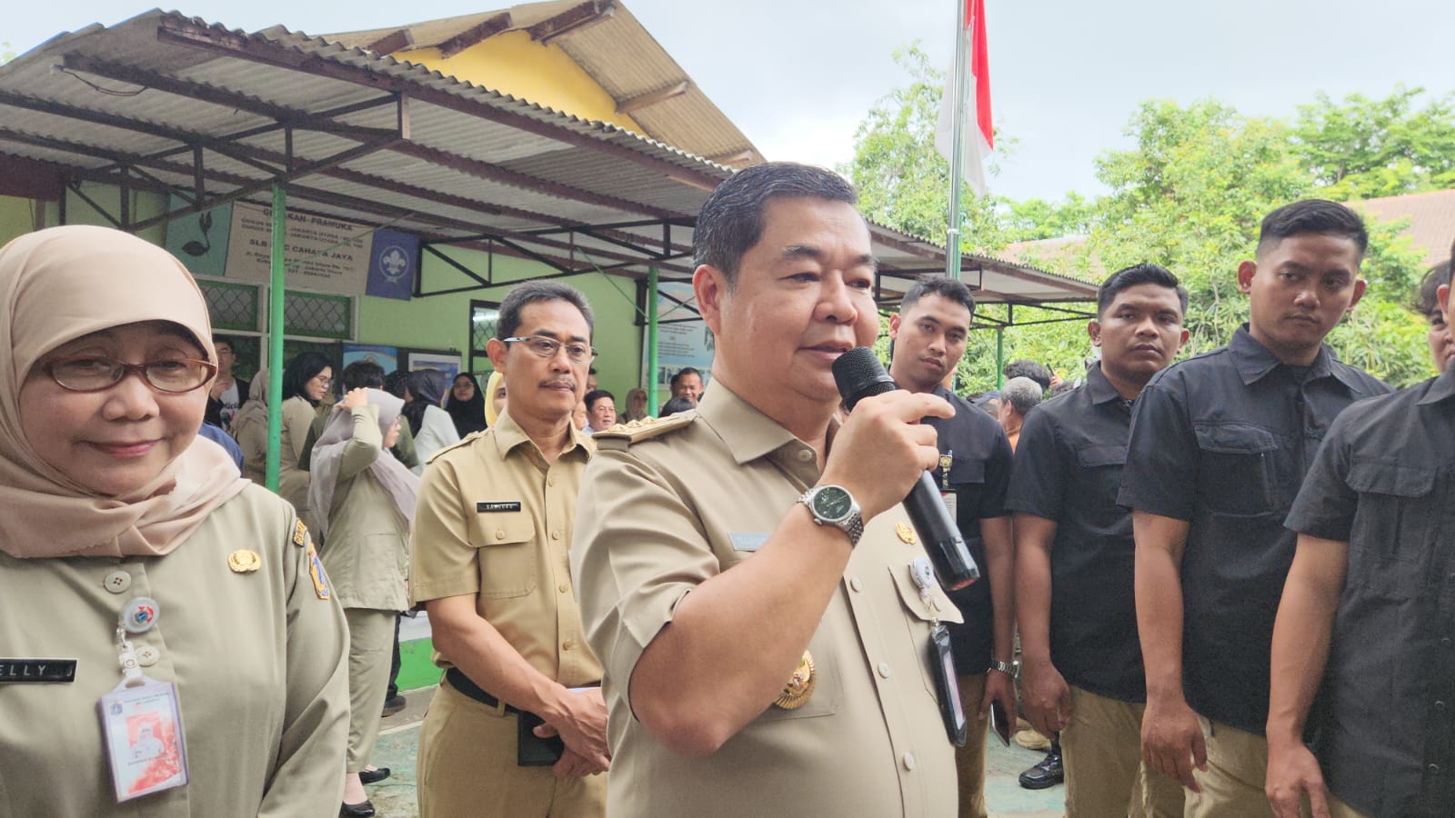 Pj Gubernur Jakarta Teguh Setyabudi saat memberikan keterangan. (BeritaNasional/Lydia)