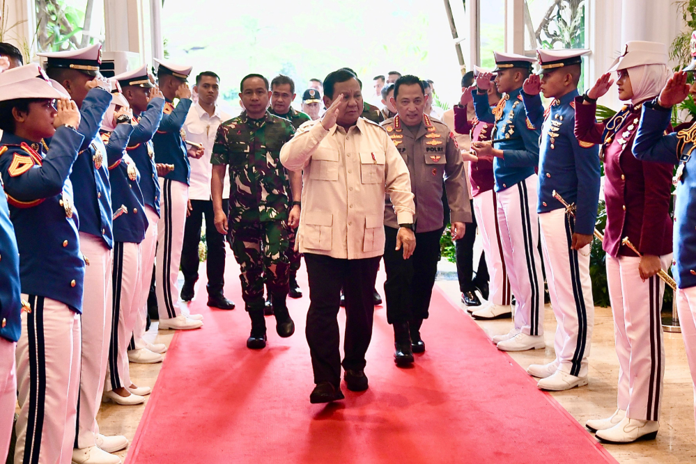 Presiden Prabowo Subianto saat menghadiri Rapimnas TNI-Polri. (BeritaNasional/Tim Prabowo)