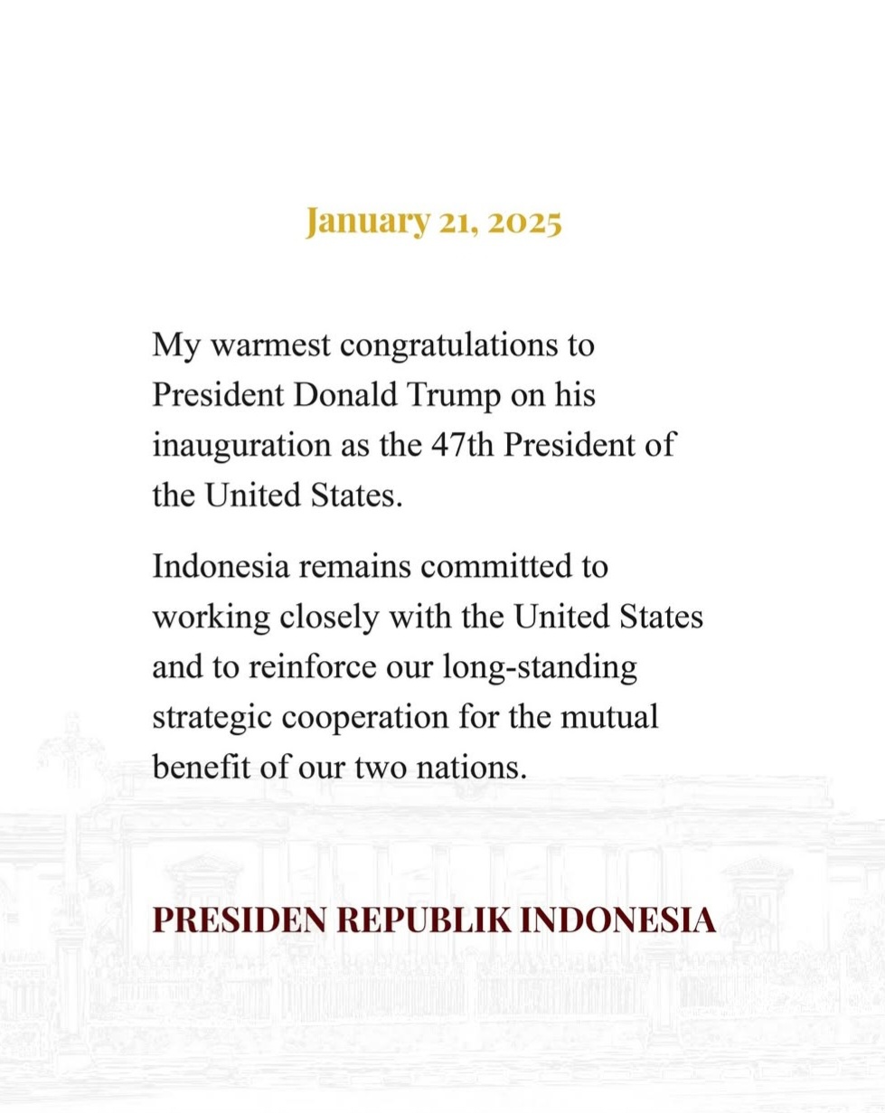 Ucapan selamat Presiden Prabowo Subianto (BeritaNasional/instagram)