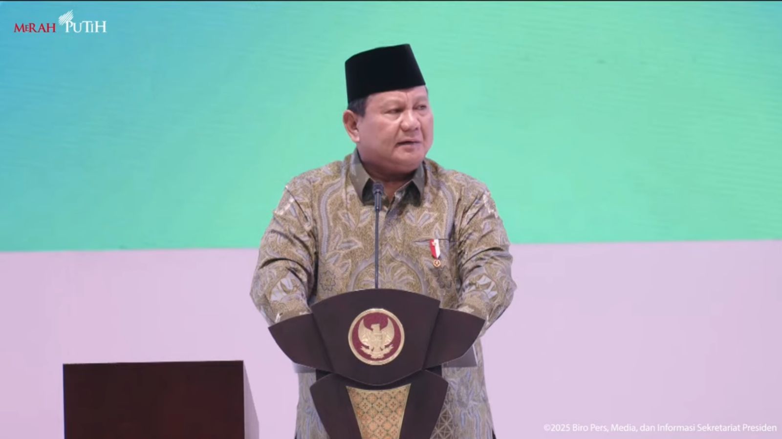 Presiden Prabowo Subianto di Harlah NU. (Foto/YouTube Sekretariat Presiden).