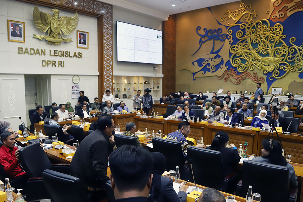 Rapat kerja Baleg membahas RUU Minerba. (BeritaNasional/Elvis Sendouw)