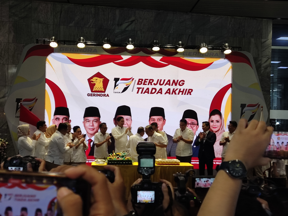 Konferensi pers perayaan HUT Ke-17 Gerindra. (BeritaNasional/Ahda)