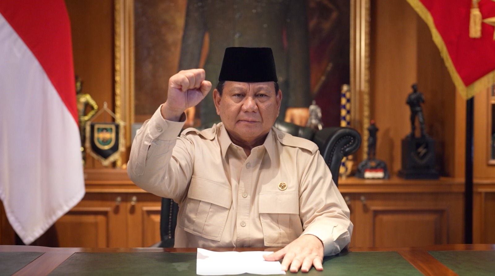 Presiden Prabowo Subianto saat pidato Hari Pers (BeritaNasional/Istimewa)