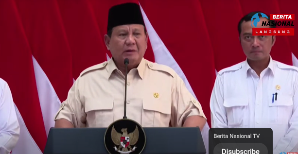 Presiden Prabowo Subianto saat memberikan keterangan. (BeritaNasional/YouTube)