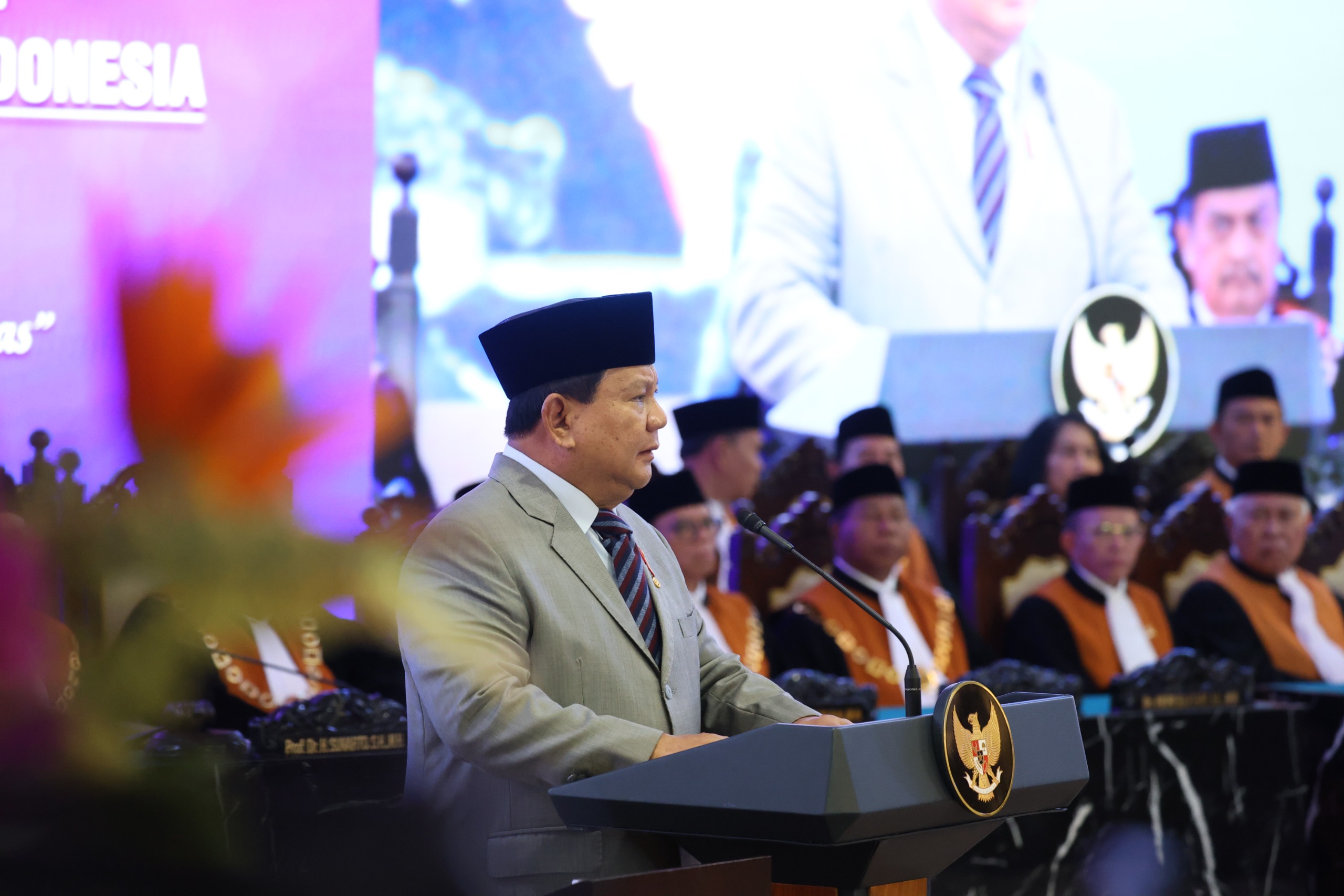 Presiden RI Prabowo Subianto saat memberikan sambutan dalam Sidang Istimewa Laporan Tahunan 2024. (Foto/Tim Prabowo).