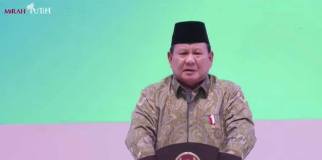 Presiden Prabowo Subianto saat menghadiri  Harlah ke-102 Nahdlatul Ulama. (Foto/Tangkapan Layar)