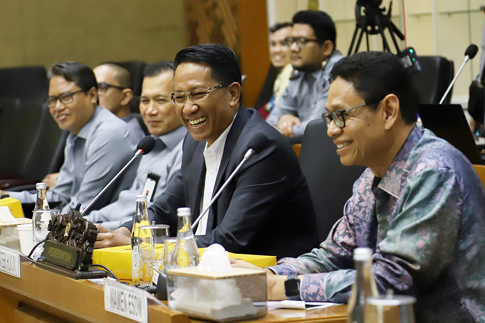 Rapat kerja Baleg membahas RUU Minerba. (BeritaNasional/Elvis Sendouw)