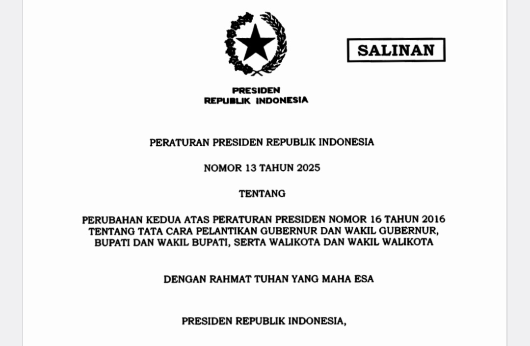 Salinas Perpres No 13 Tahun 2025 (BeritaNasional/istimewa)