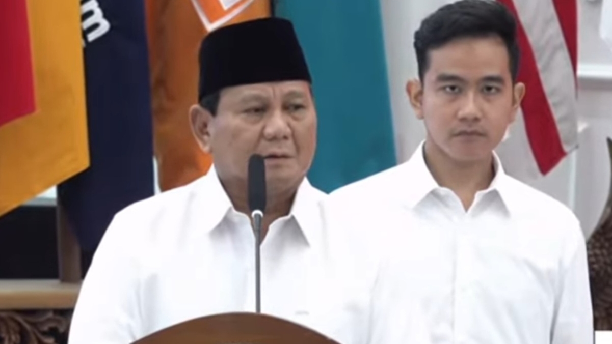 Prabowo Subianto dan Gibran Rakabuming Raka. (Foto/Tangkapan Layar)