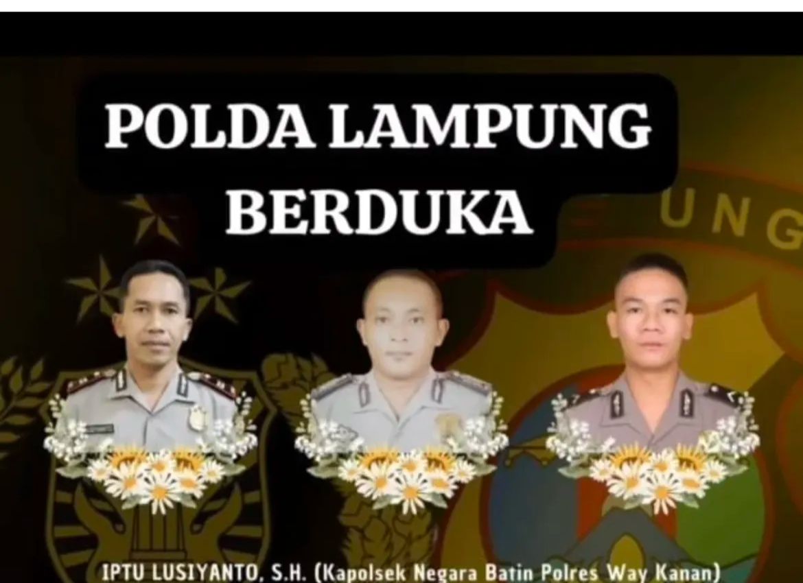 3 Anggota Polres Way Kanan gugur. (Foto/Polda Lampung).