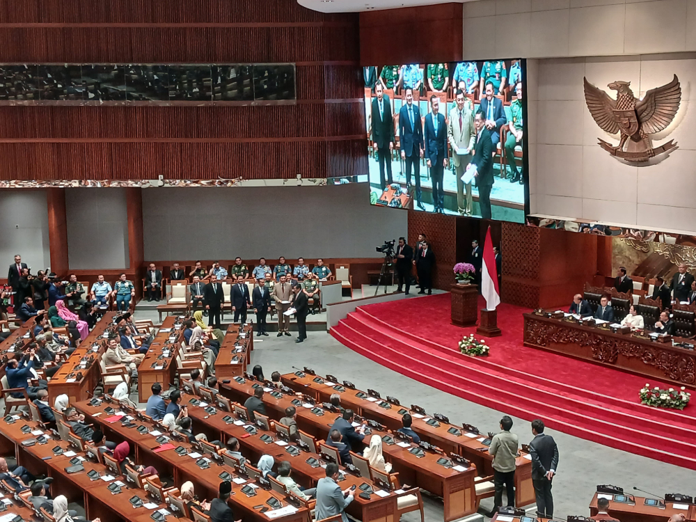 Suasana rapat paripurna DPR RI yang mengesahkan revisi UU TNI. (BeritaNasional/Ahda)