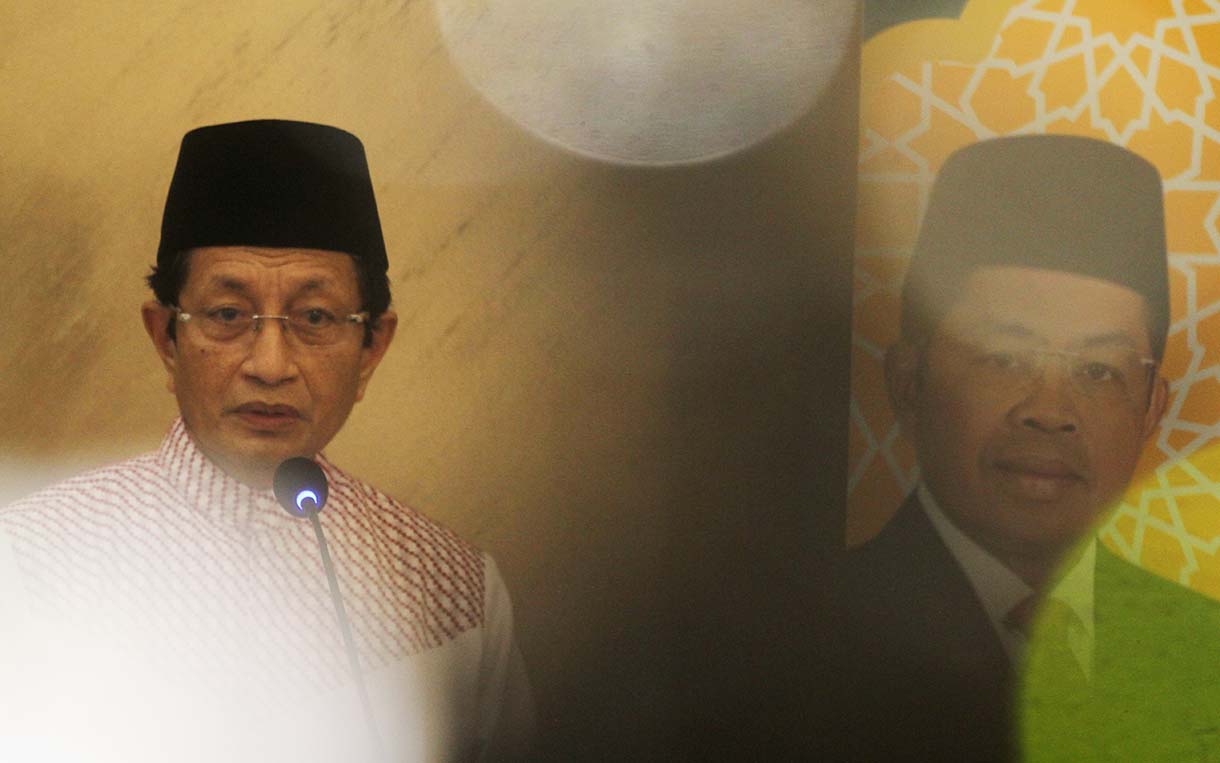 Menteri Agama (Menag) sekaligus Imam Besar Masjid Istiqlal Nazaruddin Umar memberikan tausiyah di Sekretariat BPP IKA UIN, Menteng, Jakarta Pusat, Sabtu (22/3/3025). (Beritanasional.com/Oke Atmaja)