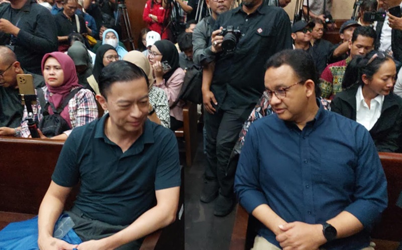 Anies saksikan sidang Tom Lembong (Beritanasional/Bachtiar)