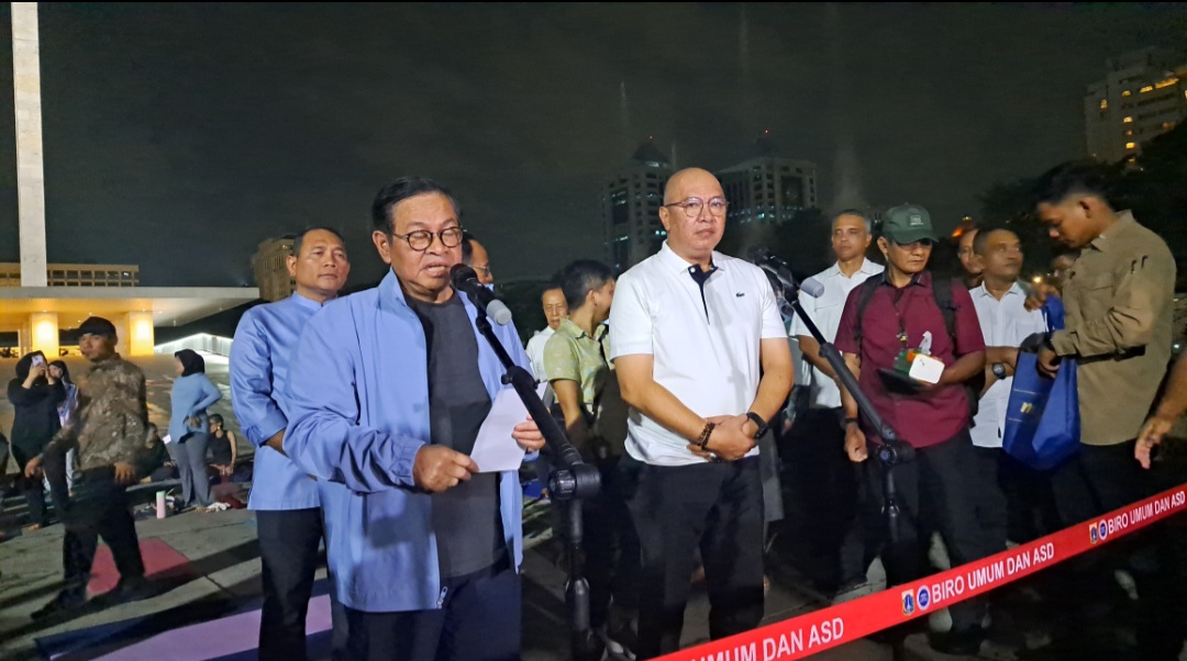 Gubernur DKI Jakarta Pramono Anung resmikan 5 taman Jakarta beroperasi 24 jam di Taman Babteng Jakarta Pusat. (BeritaNasional/Lydia)
