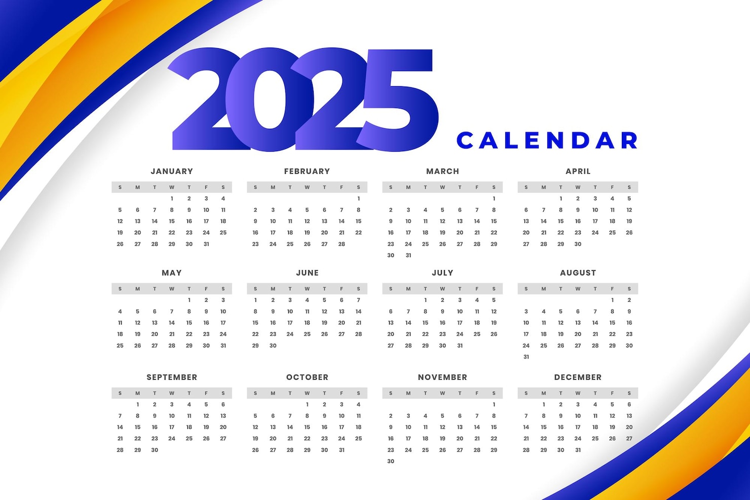 Ilustrasi Kalender 2025. (Foto/freepik).