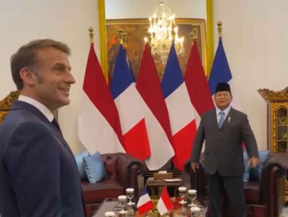 Momen Presiden Prancis Macron Tanyakan Lukisan Soekarno ke Prabowo saat Kunjungan di Istana. (Foto/istimewa).