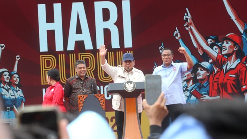 Presiden Prabowo di Hari Buruh (Beritanasional/Oke Atmaja)