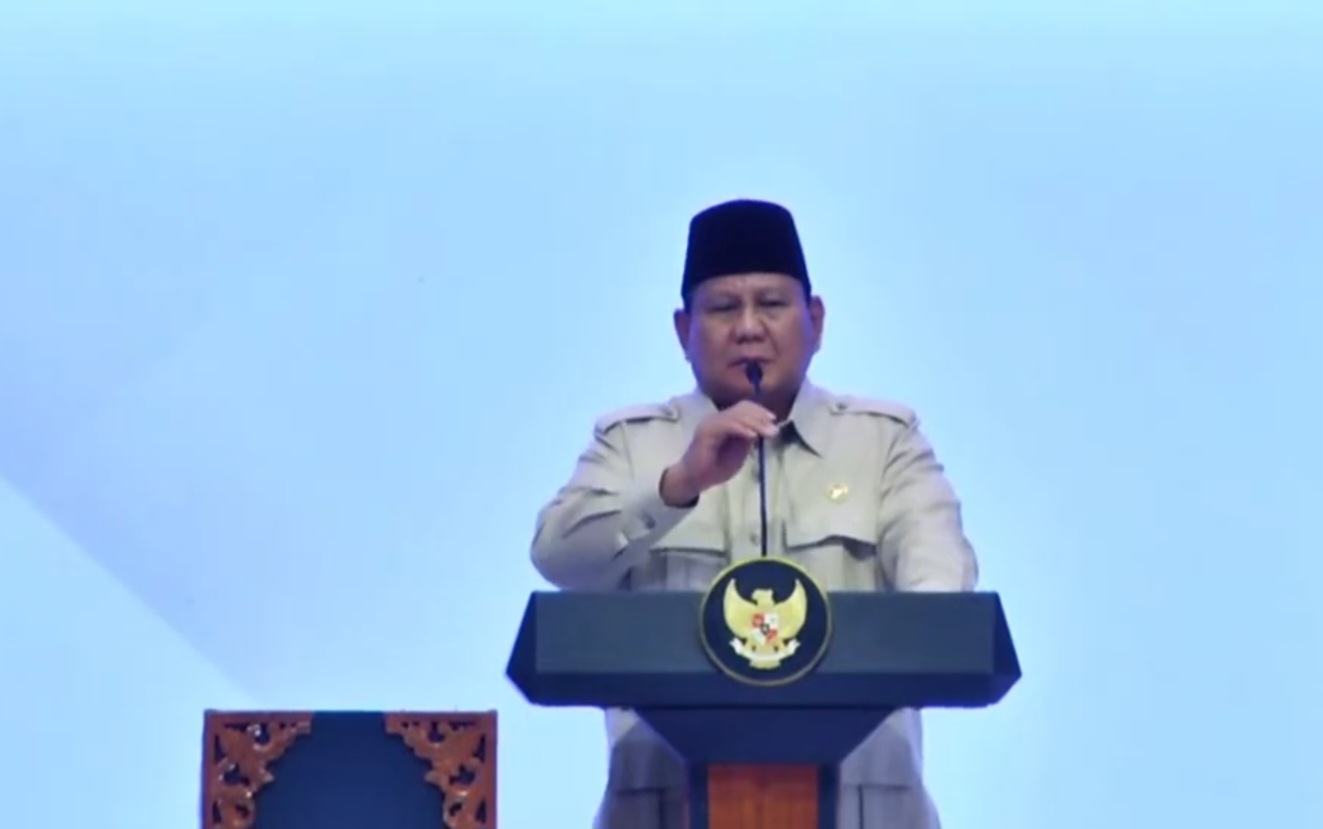 Ketua Umum Partai Gerindra Prabowo Subianto berpidato di Kongres TIDAR. (BeritaNasional/tangkapan layar)