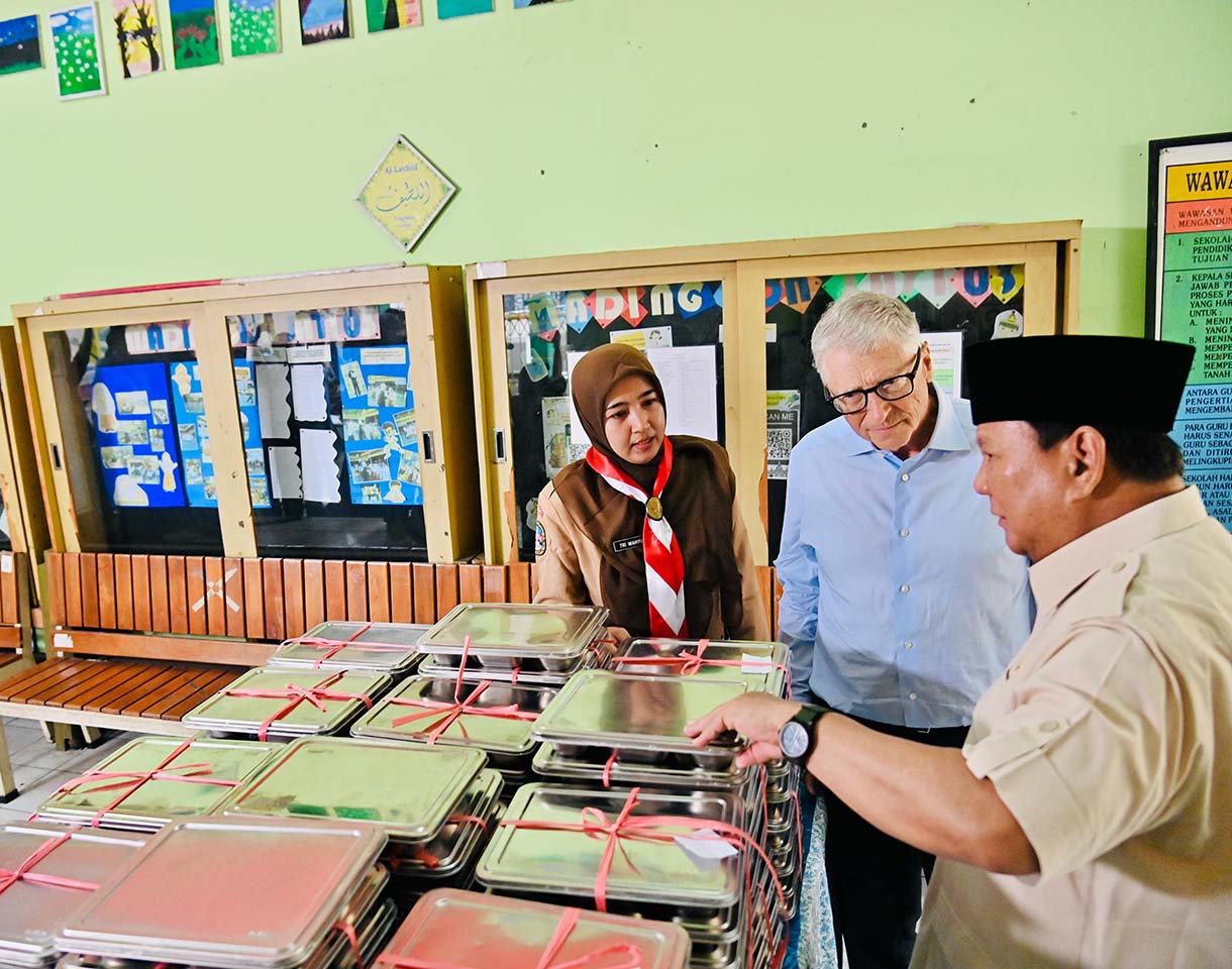 Presiden Prabowo bersama Bill Gates. (BeritaNasional/Oke Atmaja).