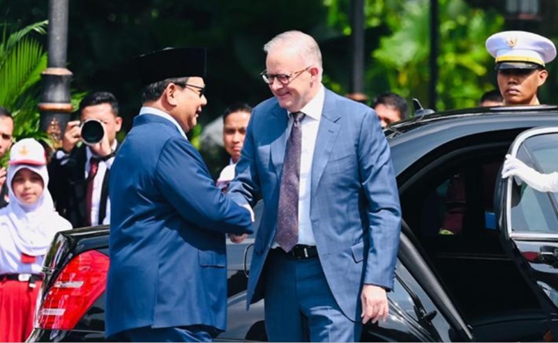 Presiden Prabowo sambut PM Albanese (Foto/PBMI)