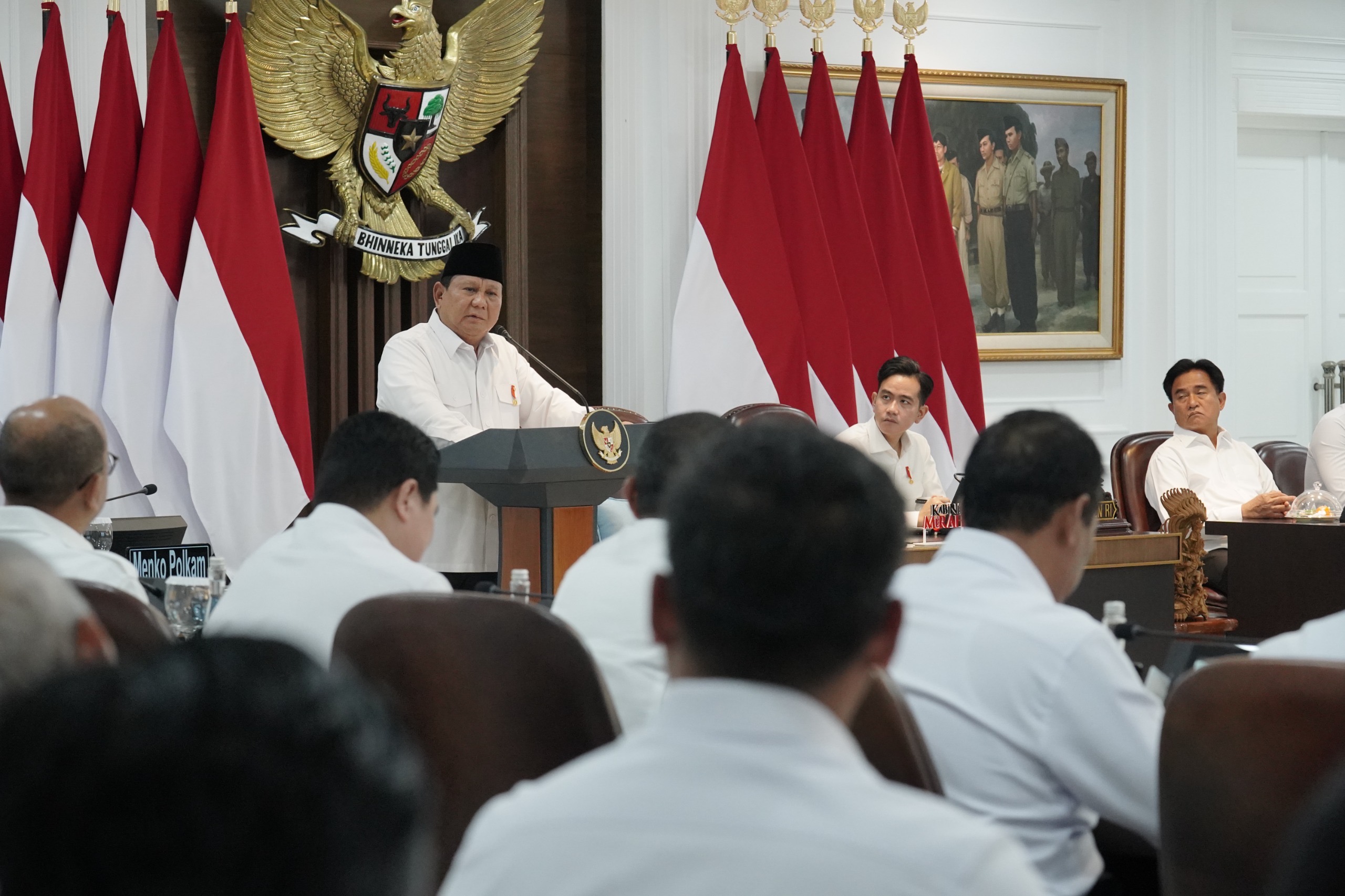 Prabowo soal Keberhasilan Makan Bergizi Gratis Capai 99,99%: Bukti Niat Baik dan Tekad Presiden Prabowo saat sidang kabinet paripurna. (Foto/Tim Prabowo).