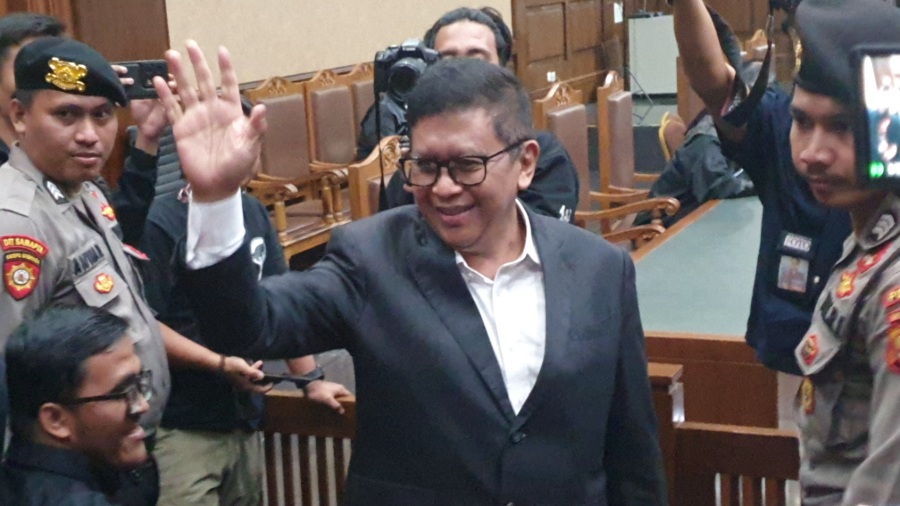 Sekjen PDIP Hasto Kristiyanto saat sidang di pengadilan Tipikor. (BeritaNasional/Bachtiar)