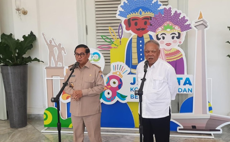Gubernur DKI Jakarta Pramono Anung dan Kepala Otorita IKN Basuki Hadimoeljono (Beritanasional/Lydia)