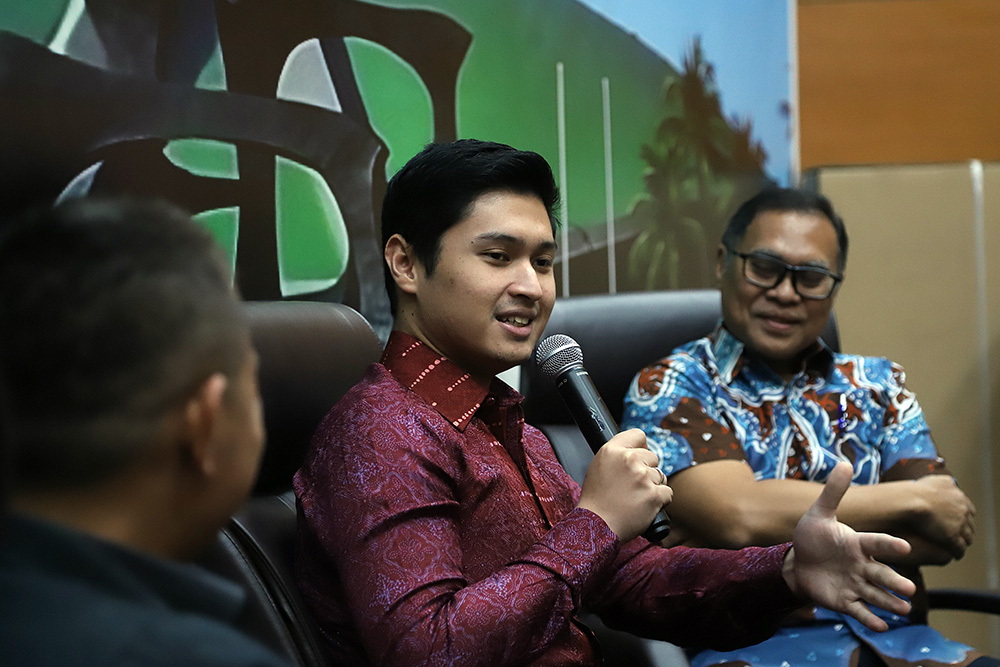 Diskusi Dialektika Demokrasi Dengan tema " Peta Politik Prancis-Arab Saudi di 'Two State Solution". (BeritaNasional/Elvis Sendouw)