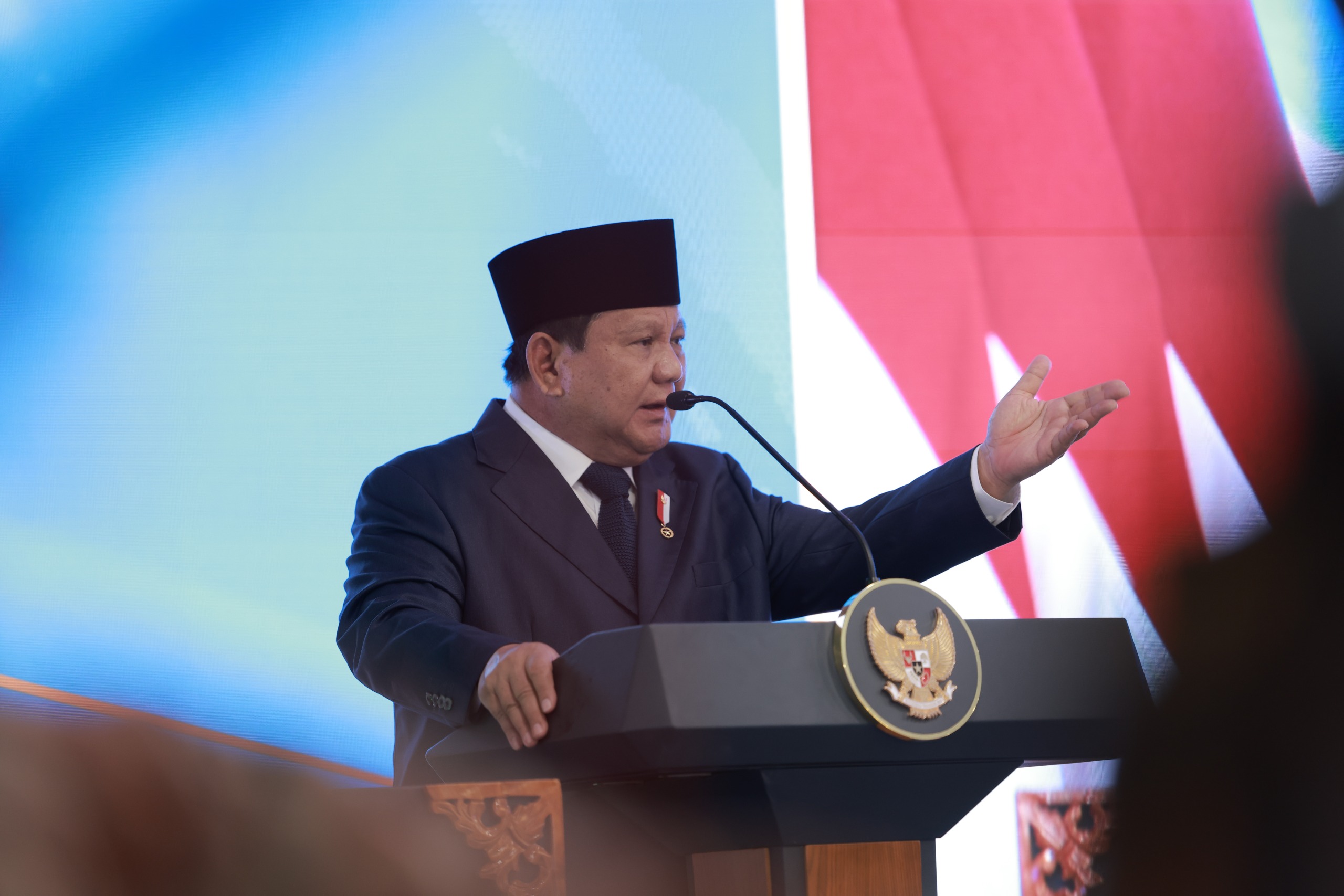 Presiden Prabowo Subianto berpidato di Mahkamah Agung. (BeritaNasional/setpres)